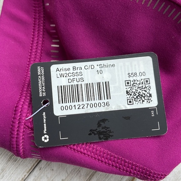 Lululemon Arise Bra C/D size 10 Fuschia Silver NEW Special Edition - Picture 7 of 8